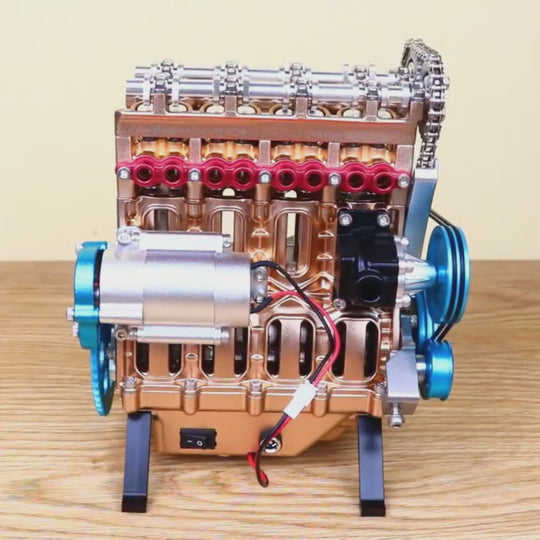 Kit de modèle de moteur V4 entièrement en métal TECHING Kit d'assemblage de moteur de voiture 4 cylindres : idéal pour la recherche industrielle, l'éducation et les cadeaux